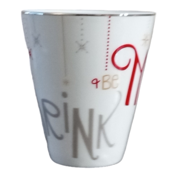 Lenox Holiday Mug Eat Drink Be Merry White Red Silver 12 oz - Picture 3 of 9